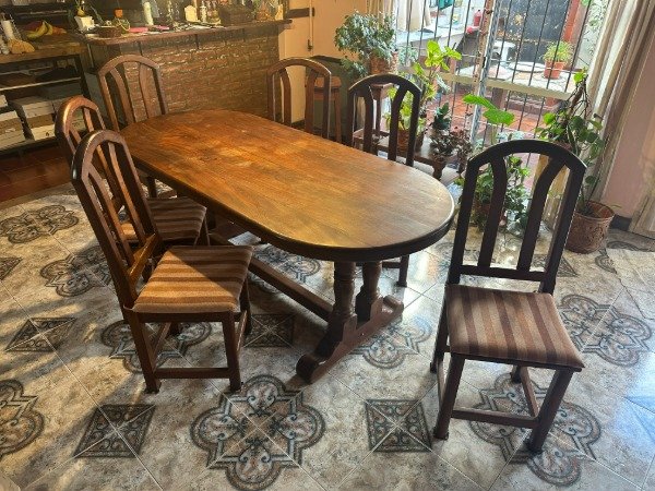 Producto - JUEGO MESA DE ALGARROBO 200x90 CON 6 SILLAS #12108