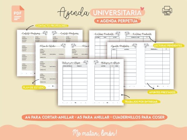 Producto - ARCHIVO Agenda UNIVERSITARIA + SEMANAL PERPETUA - PDF 2026