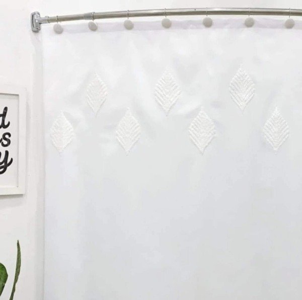 Producto - Cortina de baño de tela Decorinter Cut Leaf blanca