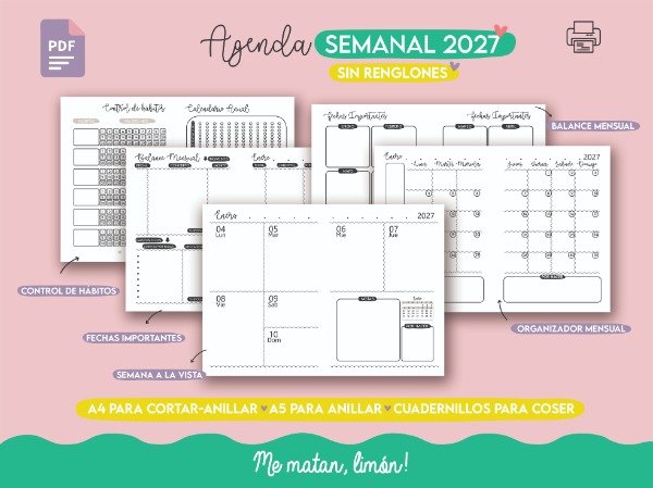 Producto - Agenda semanal SIN renglones 2027 - DIGITAL - PDF