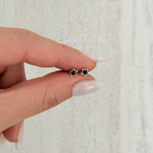 Producto - Aros abridores estrellita negra esmaltada