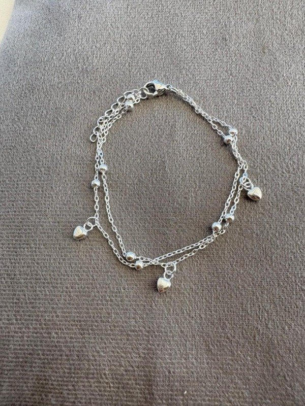 Producto - Pulsera doble corazones - Acero blanco