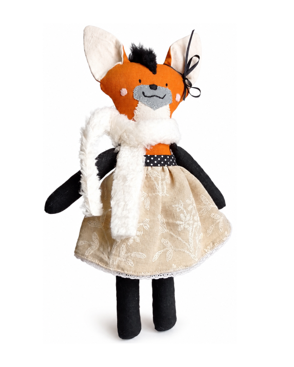 Producto - Muñeco de apego Aguará Guazú con vestido :: Compañero artesanal de tela - 1