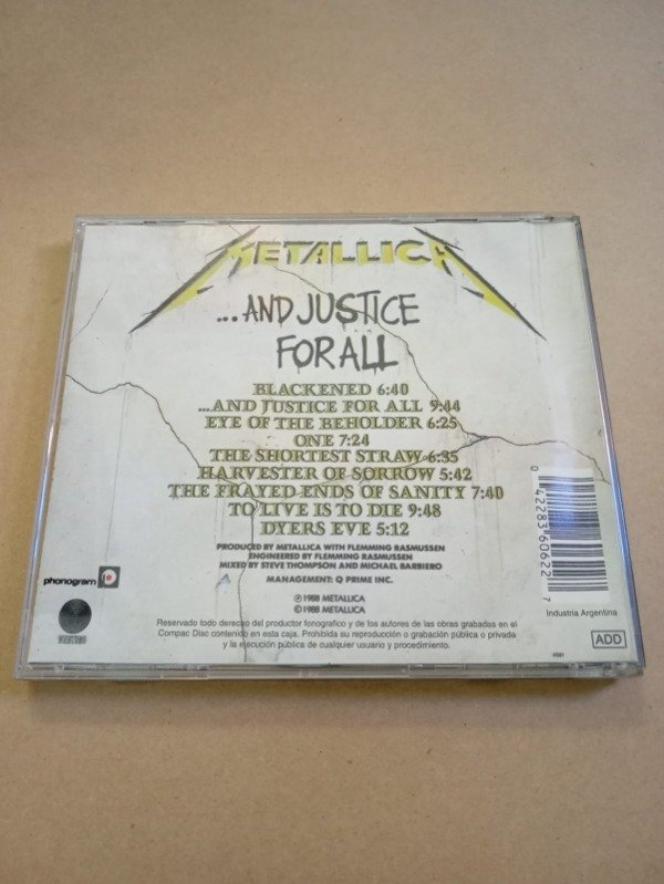 Producto - And justice for all - Metallica - Polygram 1988 - 1