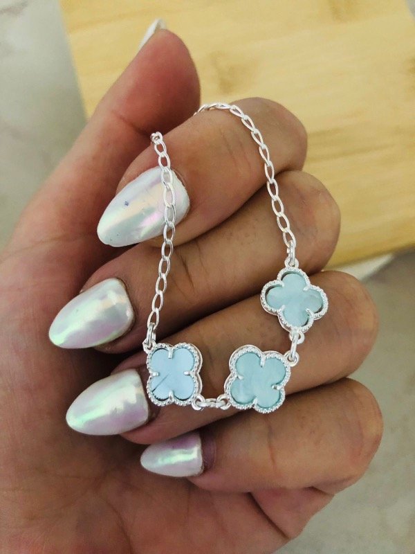 Producto - Tobillera Van Cleef Celeste Cielo Plata 900