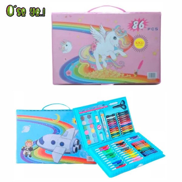 Producto - Valija Infantil Set de 86 piezas Marcadores Lapices Crayones Acuarelas
