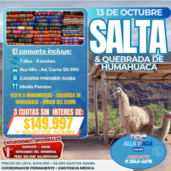 Producto - Salta y Quebrada de HumaHuaca Octubre