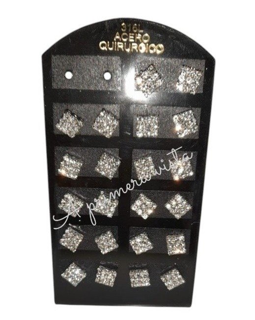 Producto - Arito cuadrado strass c/par