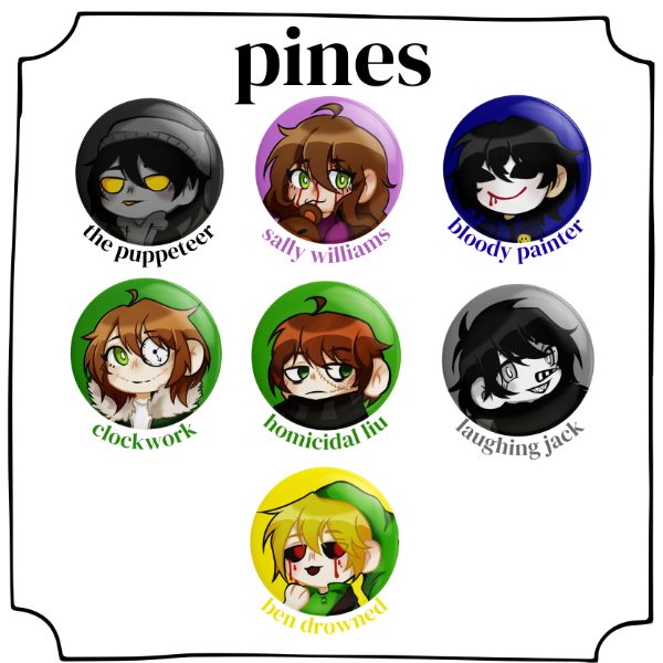 Producto - Pines Creepypastas 38mm