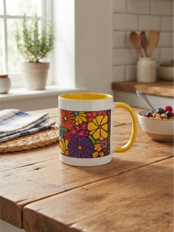 Producto - Taza Amarela / Flores en movimiento - 0