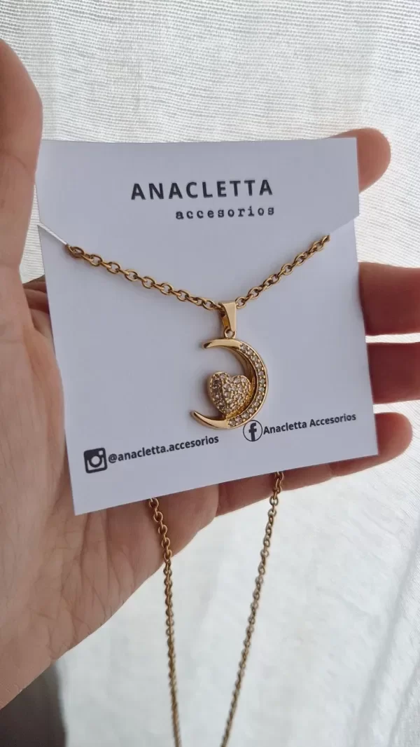 Producto - Gargantilla luna con corazon strass AD