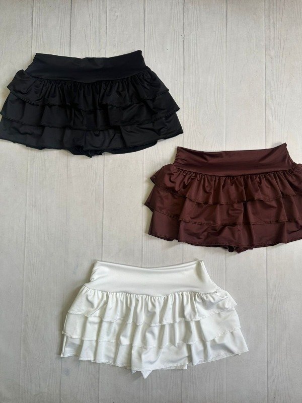 Producto - [4778 1] Short pollera tiro bajo volados microfibra