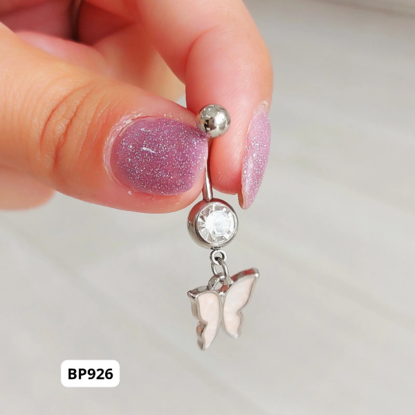 Producto - Piercing colgante mariposa dorada / plateada