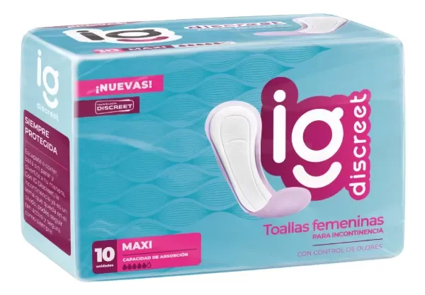 Producto - Toallas IG DISCREET Maxi para Incontinencia femenina x 10u