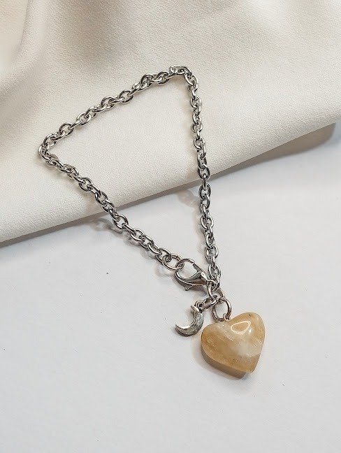 Producto - Pulsera piedra corazon CITRINO - Acero quirúrgico