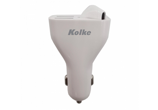 Producto - Cargador p/auto -2 usb 2.4A + auricular inalambrico bluetooth 5.0 -white -Kolke