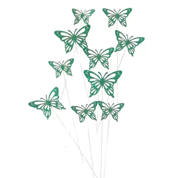 Producto - Topper mariposas con brillo x10 color verde