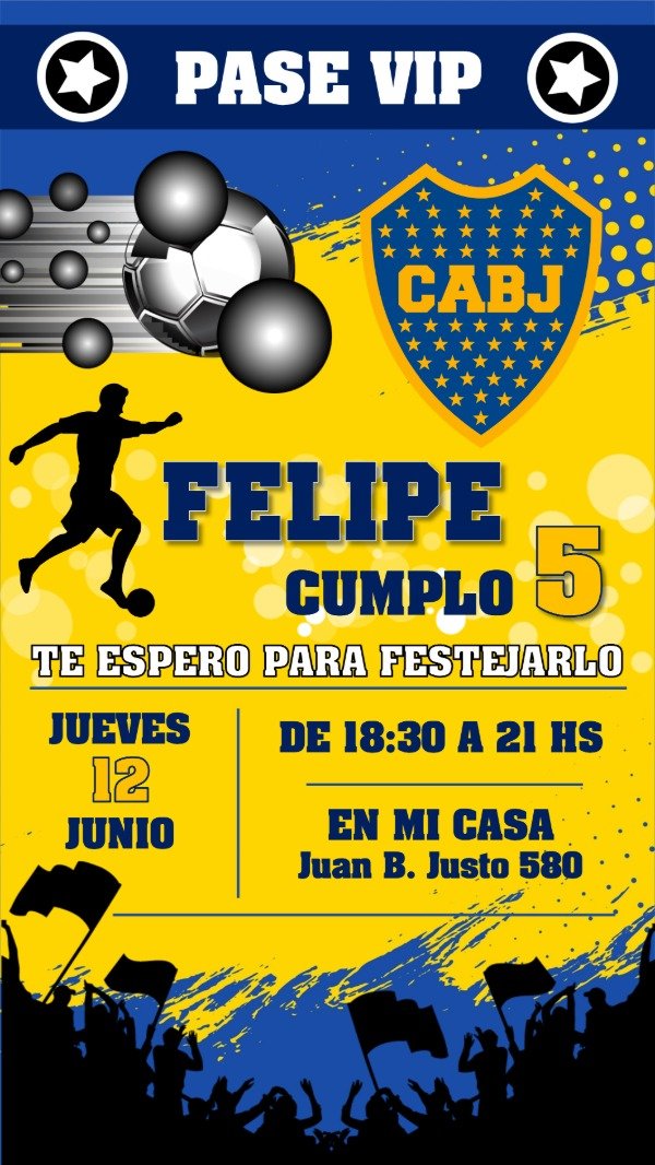 Producto - Invitación Digital Tarjeta Para Personalizar Boca Juniors - 3