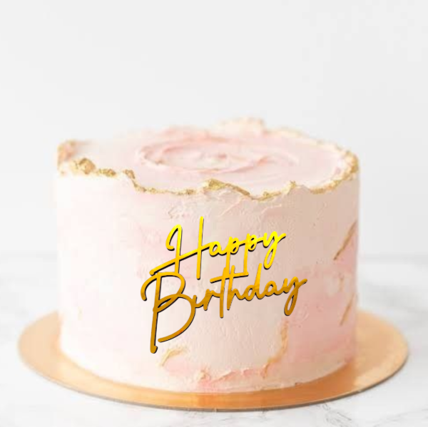 Producto - CaKe Topper "Happy Birthday" frente Dorado