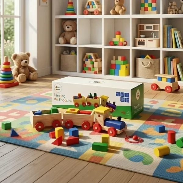 Producto - Tren de Arrastre en Madera con Bloques Geométricos