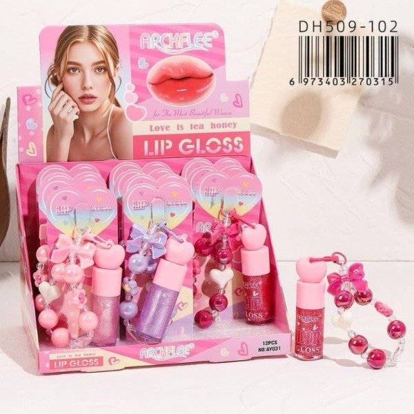 Producto - BRILLO LABIAL CON LLAVERO MOÑO