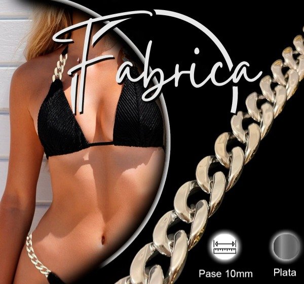 Producto - Cadena plástica Plateada. Pase: 10mm (10 cm)