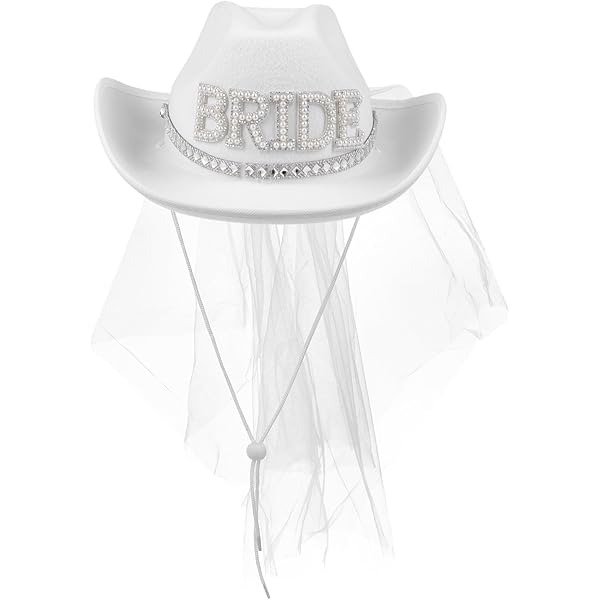 Producto - Sombrero Blanco con Velo estrellas "Bride"