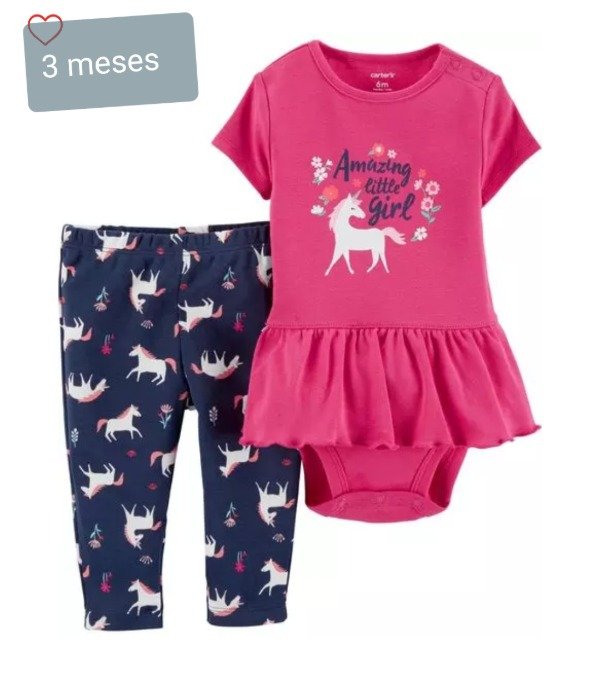 Duo carters body y pantalon 3 meses unicornio