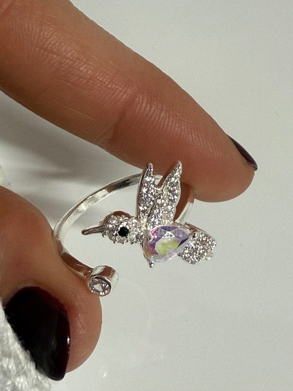 Producto - NB703 Anillo colibrí talle único piedra cubik tornasol y micropave
