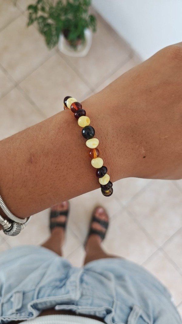 Producto - PULSERA ELÁSTICA MULTICOLOR. ÁMBAR BÁLTICO IMPORTADO