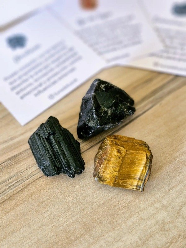 Producto - Kit Piedras Protección Ojo de Tigre, Turmalina, Obsidiana - 0