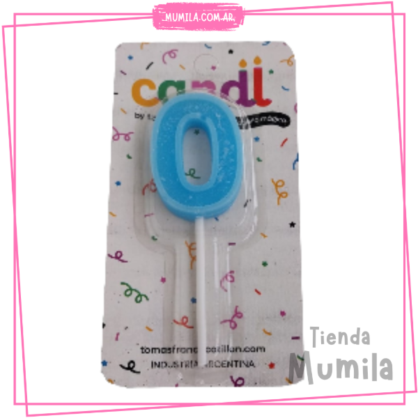 Producto - Vela numero 0 celeste palito