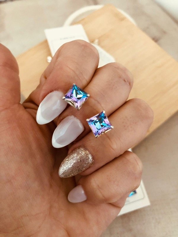 Producto - Pasantes Cuadrados XL Lilas tornasolados Plata 925