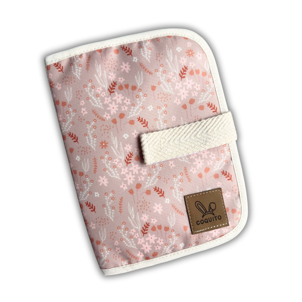 Producto - Porta Documentos Beige Oscuro y Florcitas