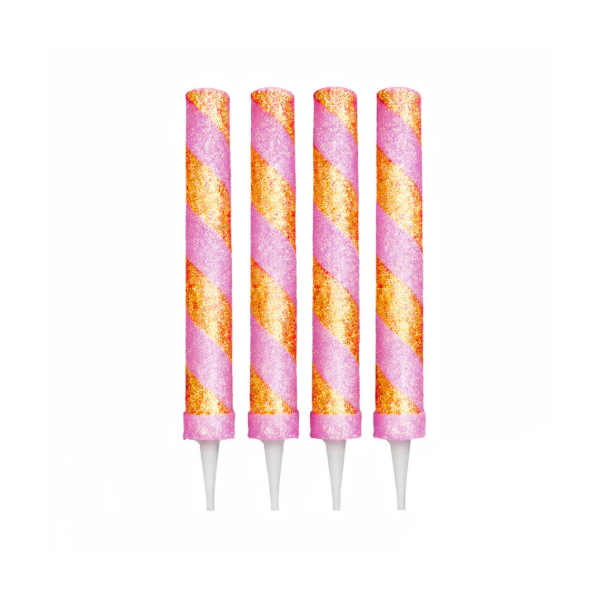 Producto - Bengala espiral con brillo x6un color rosa y dorado