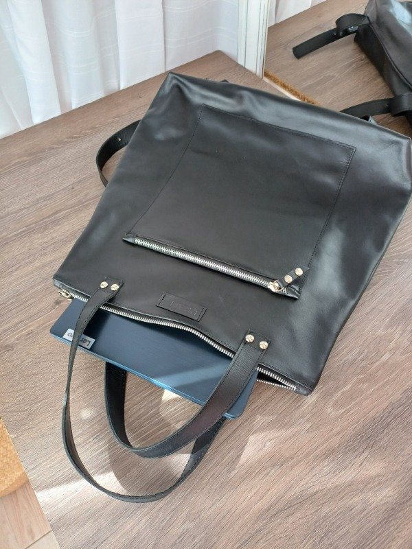Producto - Mochila Cartera Xiam (2 en 1) CUERO negro sin tachas