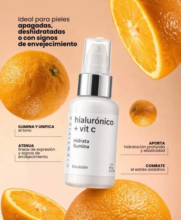 Producto - Emulsión facial con ácido hialurónico y vitamina C: hidrata e ilumina