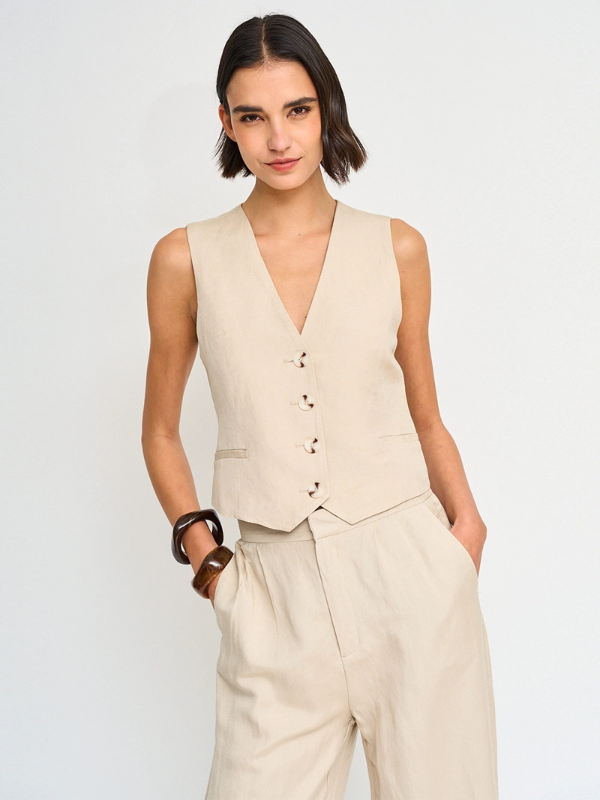 Producto - Chaleco de Lino Iris Beige