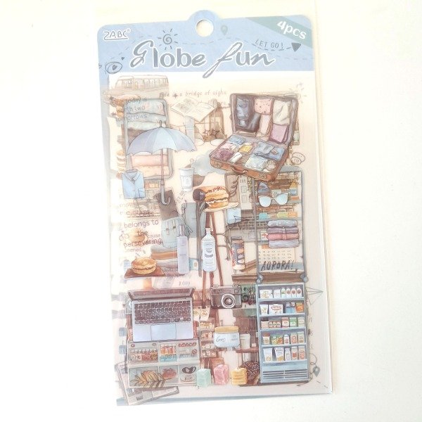 Producto - Set de 4 planchas de stickers PET - Globe Fun