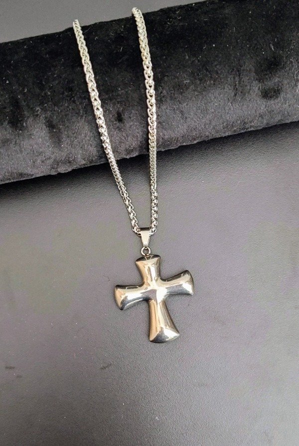 Producto - Collar Cruz Infladas 4 cm Cadena 60 cm