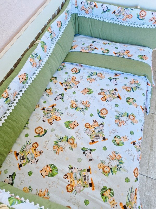 Producto - Set de cuna Safari malva gabardina