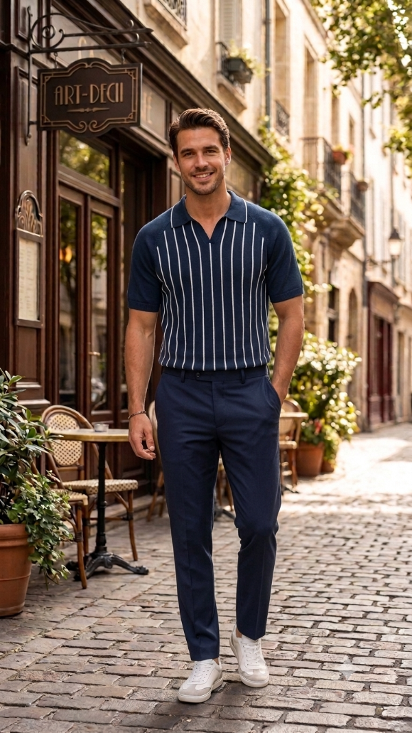 Producto - Chomba Tejida Rayada Number 7 Estilo Urbano Premium - 4