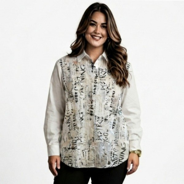 Producto - Camisa Poplin con letras y encaje. - 0