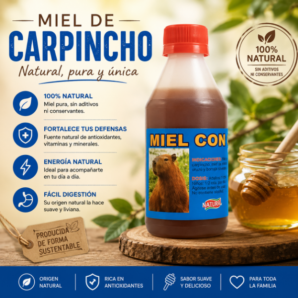 Producto - MIEL C/ ACEITE DE CARPINCHO - Mediana 200ML Aprox.