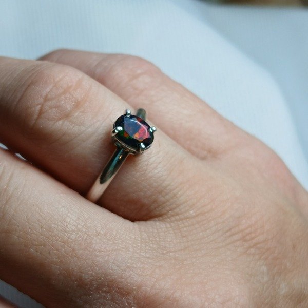 Producto - Anillo Plata 925 con ópalo negro - Talle 18