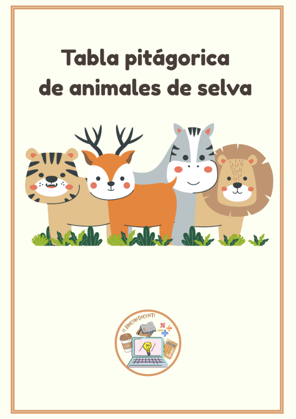 Producto - Tabla pitagórica- Temática Animales de selva