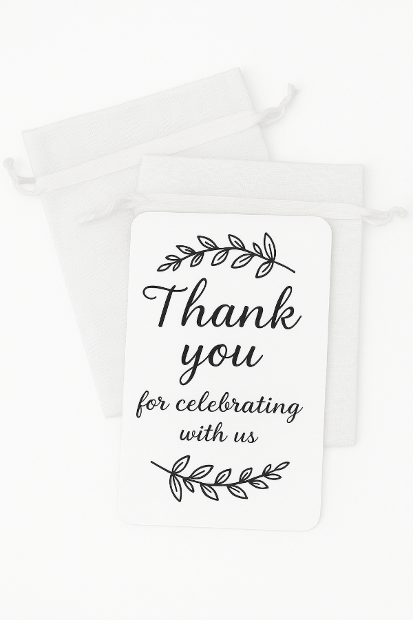 Producto - 100 Bolsitas Organza Cordon 7x9 Cm Con Tarjeta Souvenirs