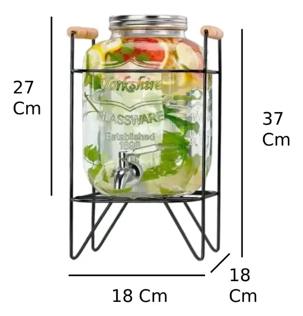 Producto - DISPENSER DE JUGO AGUA CUADRADO DE VIDRIO FRASCO CON BASE METALICA 4 LTS - 3
