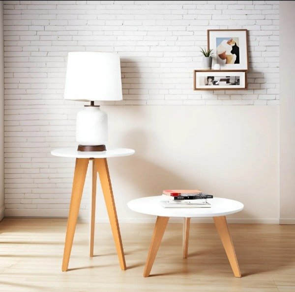 Producto - Set 2 Mesas Ratona Oval Living Escandinavo Laqueado