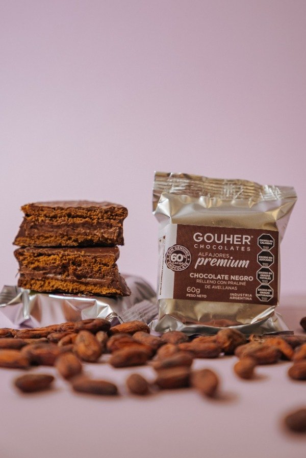 Producto - Alfajor de chocolate negro relleno con praliné de avellanas